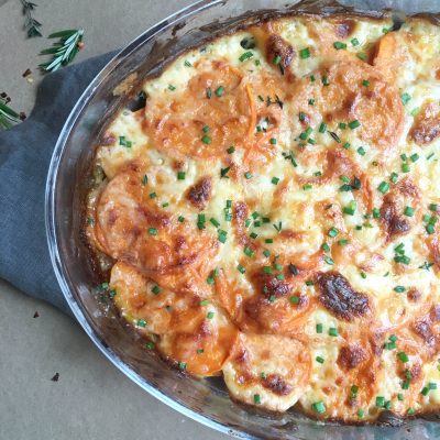 Thanksgiving: Savory Sweet Potato Parsnip Au Gratin